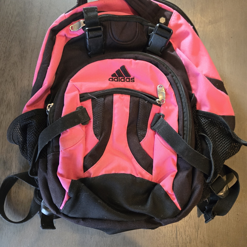 Adidas Pink and Black Backpack